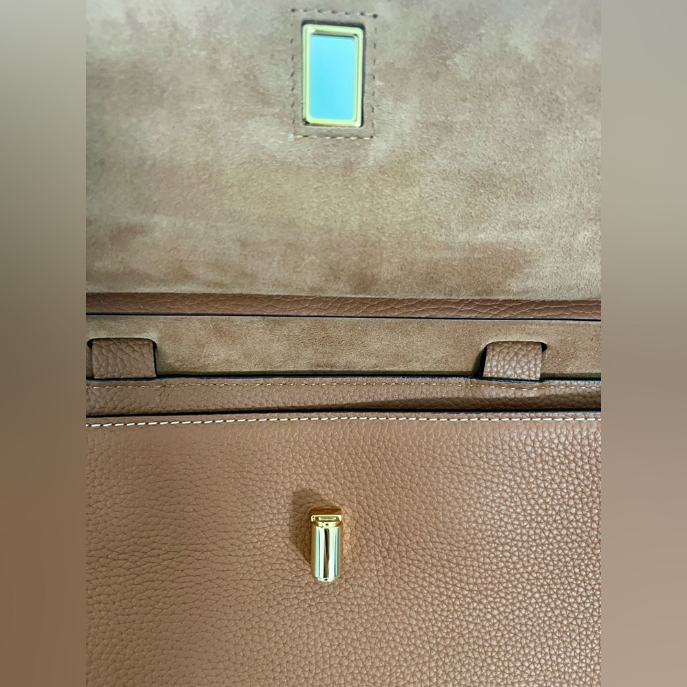 Dissona Italy Leather Satchel/Handbag with Shoulder Straps, Camel Brown - Picture 4 of 7